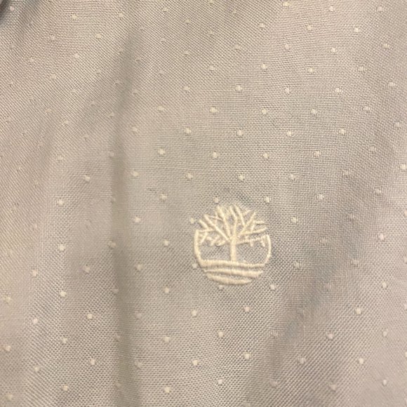 Timberland Shirt Long Sleeve Slim Fit Baby Blue Polker Dot Size M 100% cotton - Picture 6 of 7